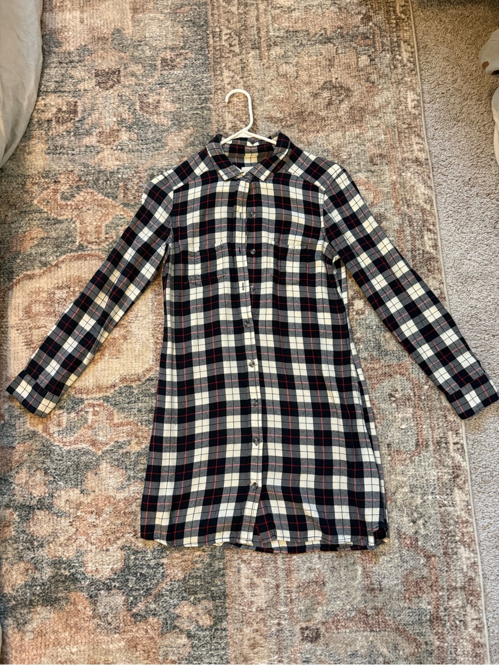 Marine Layer Blue, White & Red Plaid Shirt Button Down Dress